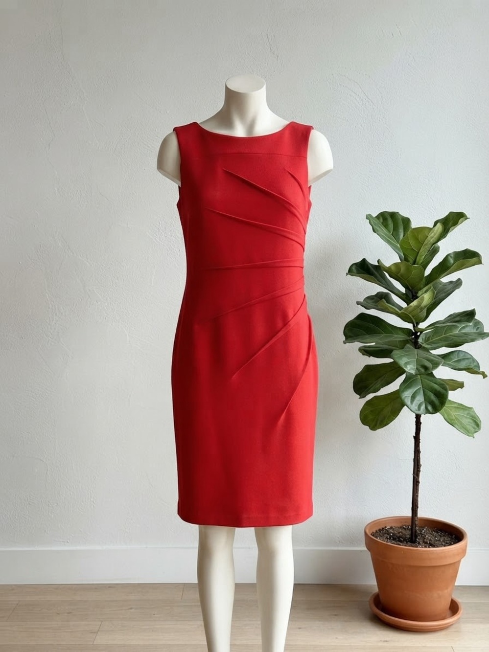 Calvin Klein Red Sleeveless Sheath Dress
